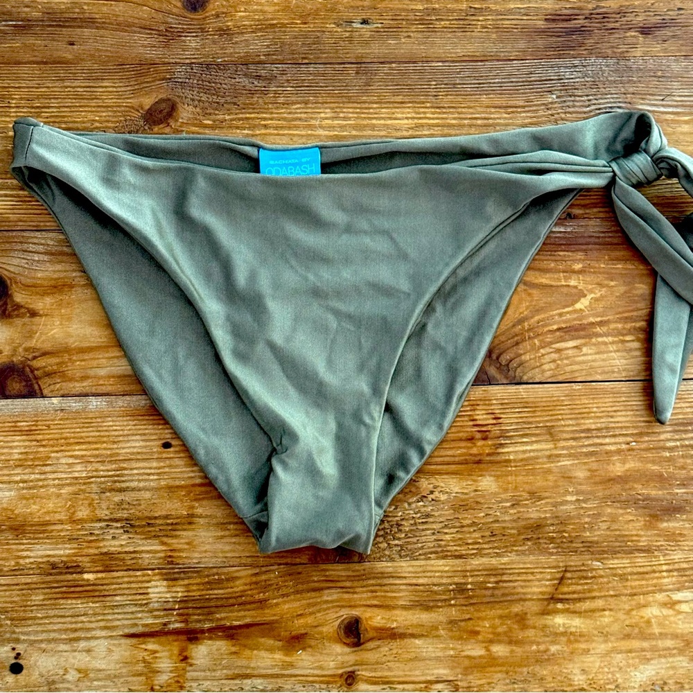 Melissa Odabash Women's Olive Green Rome Side-Tie Bikini Swim Bottoms Large EUC